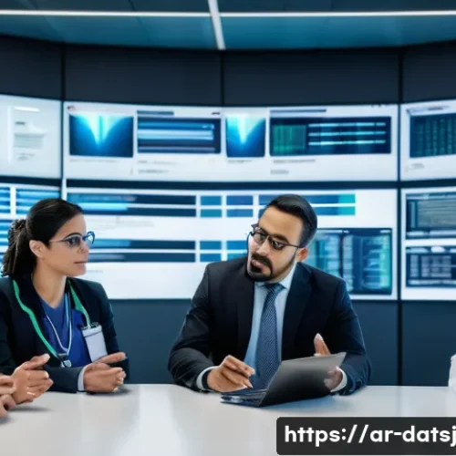 헬스케어 데이터의 소유권 다툼 사례 - A professional Middle Eastern healthcare conference scene showing diverse doctors and technology exp...